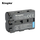 Technical specification plate on the bottom of a KingMa NP-FM500H 7.2V camera battery cell