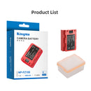 Technical specifications and safety labels on the back of KingMa NP-FZ100 battery