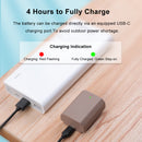 A USB Type-C charging cable plugging directly into the KingMa NP-FZ100 camera battery showcasing the built-in charging port