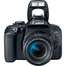Front view of Mint condition Canon EOS Rebel T7i with 18-55mm STM lens Flash UP 