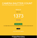 Screenshot confirming the very low shutter count of 1,373 for this Nikon D3400.