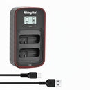 Nikon EN-EL14 series compatible smart LCD dual USB camera battery charger designed by KingMa, offered at Best Camera Store.