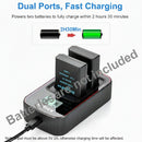 Infographic of the dual slot camera battery charger for Nikon EN-EL14 series by KingMa tracking independent power progress, sold by Best Camera Store.