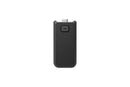 Official matte-black DJI extended battery handle for Osmo Pocket 4 cameras, highlighting its sleek profile and integrated electronic connection pins.