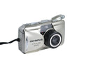 Side view of pristine Olympus Stylus Epic Zoom 80 35mm film camera compatible with Kodak and Fuji film at Best Camera Store