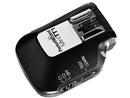 Side view of compact PocketWizard MiniTT1 transmitter for Canon hot shoe