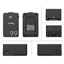 SmallRig VB99 SE top port interface showing D-Tap, USB-C PD 65W, USB-A, and DC outputs.