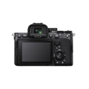 Rear view of Sony A7 IV camera showing LCD screen and control buttons