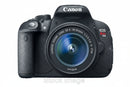 Canon DSLR T5i with 18-55 lens camera with lens on a white background