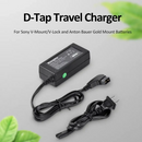 Angled studio view of the KingMa D-Tap travel charger for Sony V-Mount V-Lock and Anton Bauer Gold Mount cinema batteries from Best Camera Store.