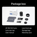 Viltrox 35mm F1.8 Z retail box contents including lens hood, caps, pouch, and manual at best camera store