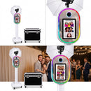 Vista 15.6 DSLR mirror photo booth equipped with Godox strobe flash umbrella and protective flight case on wheels by Best Camera Store.
