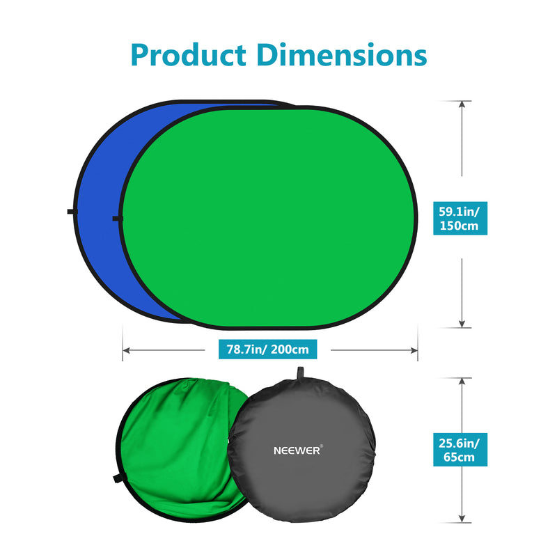 Chromakey Collapsible Backdrop Green Blue , Reversible Background 5'x7'/150 x 200cm