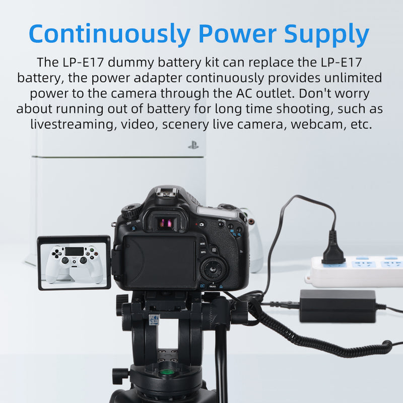 Canon LP-E17 Dummy Battery kit  and AC Power Supply by Kingma