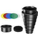 Godox Snoot Kit with Honeycomb Grid and Color Gel Filters for Bowens