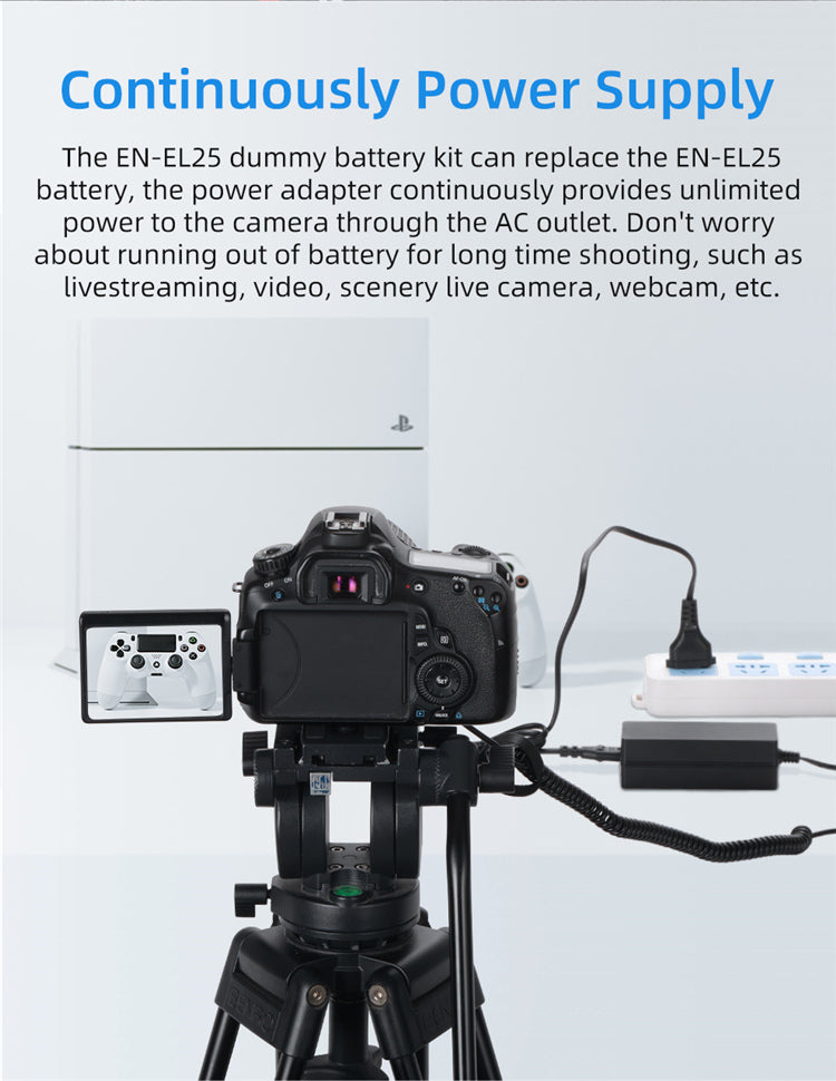 Nikon EN-EL25  Dummy Battery Coupler kit  & AC Power Supply by Kingma