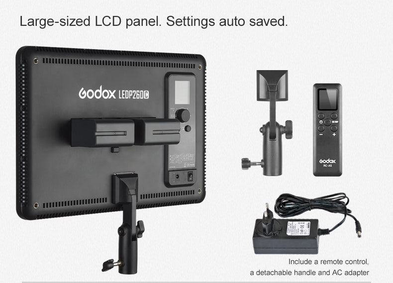 Godox LED P260C with optional Batteries