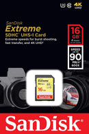 Sandisk Extreme SDHC UHS-I/U3 16GB Memory Card Up To 90MB/s