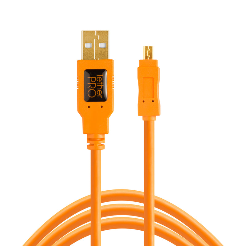 TetherPro USB 2.0 to Mini-B 8-Pin, High-Visibility Orange