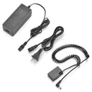 Detailed compatibility graphic list for the Kingma LP-E17 power adapter including Canon EOS R8, R50, R10, and RP models.