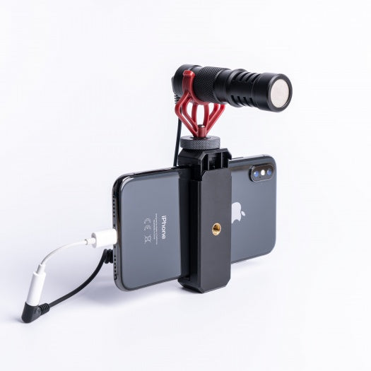 Phone Holder with Cold Shoe for Mic or LED mounting - Vlogging Setup